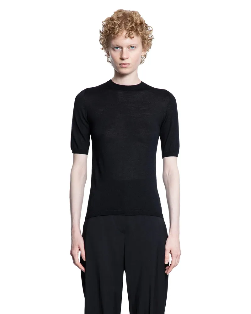 Max Mara Gerivo Short Sleeve Wool Sweater Black