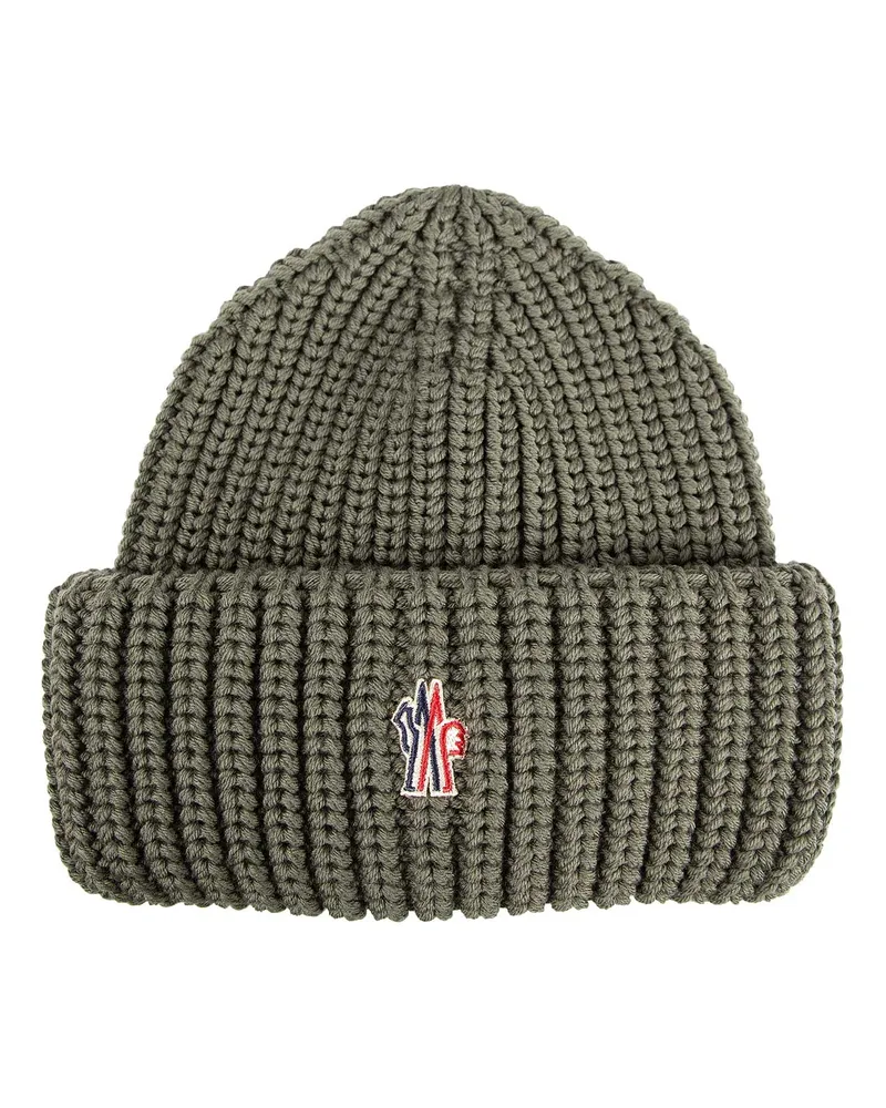 Moncler Logo Wool Beanie Green