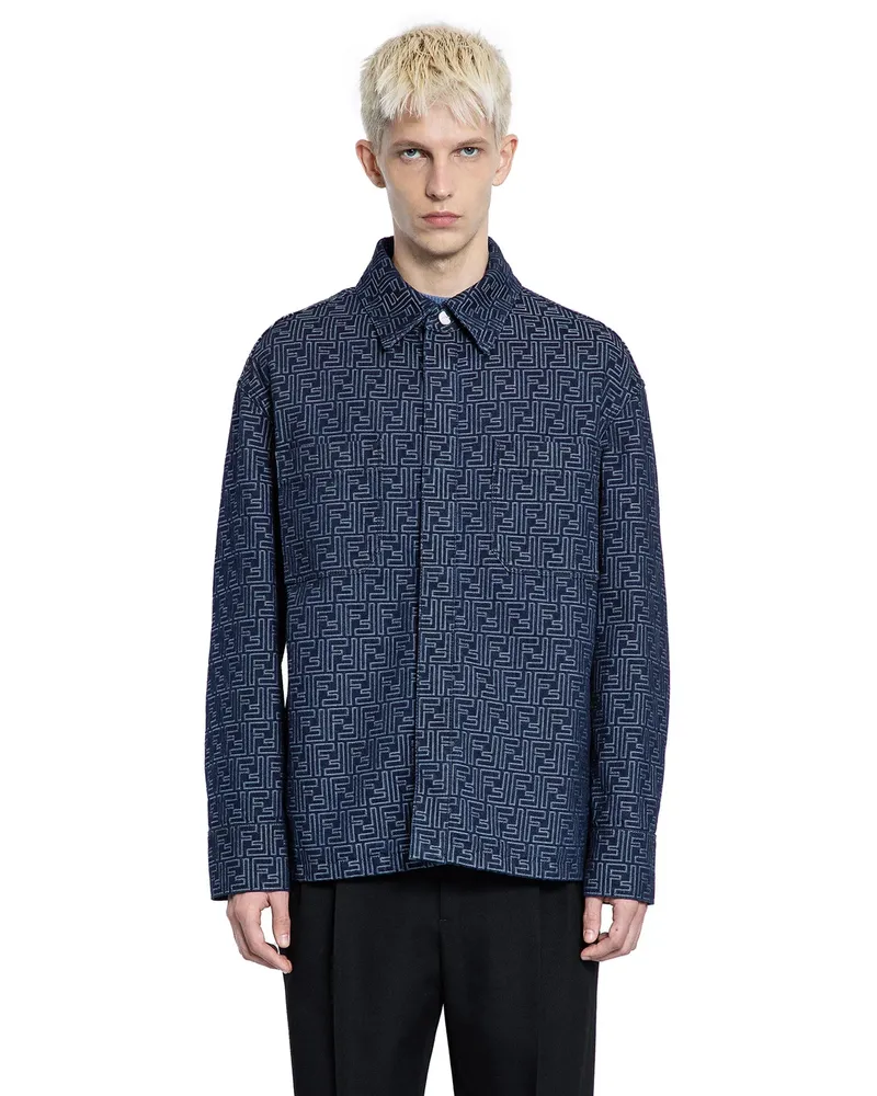 Fendi FF Jacquard Denim Jacket Blue