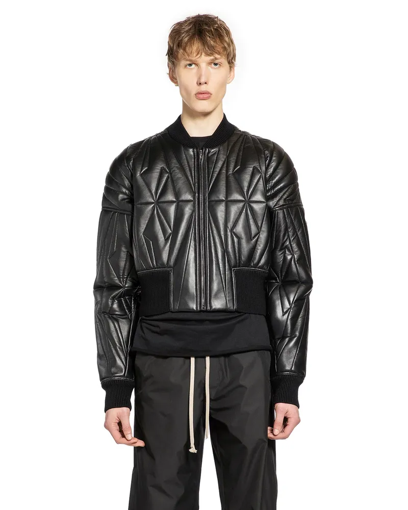 Rick Owens Moncler x  Geocamo Leather Jacket Black