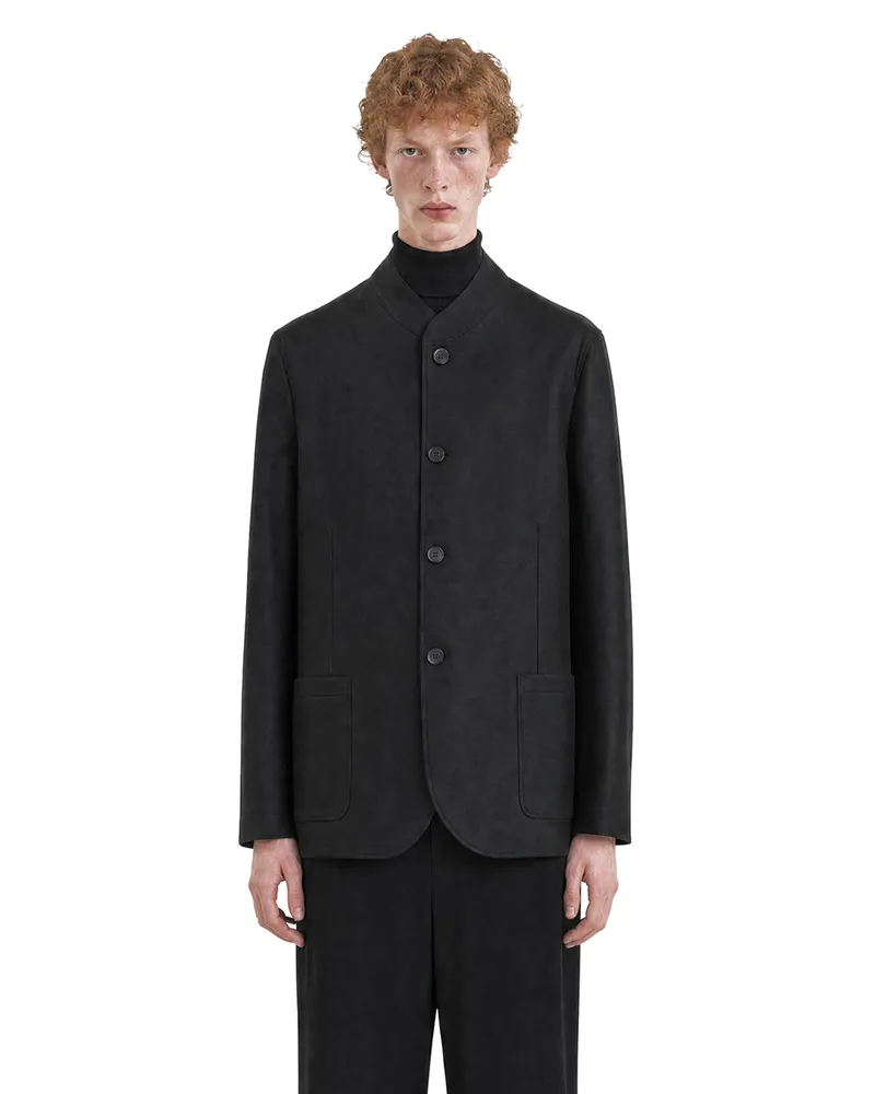 Harris Wharf London Nehru Jacket in Light Pressed Wool Black