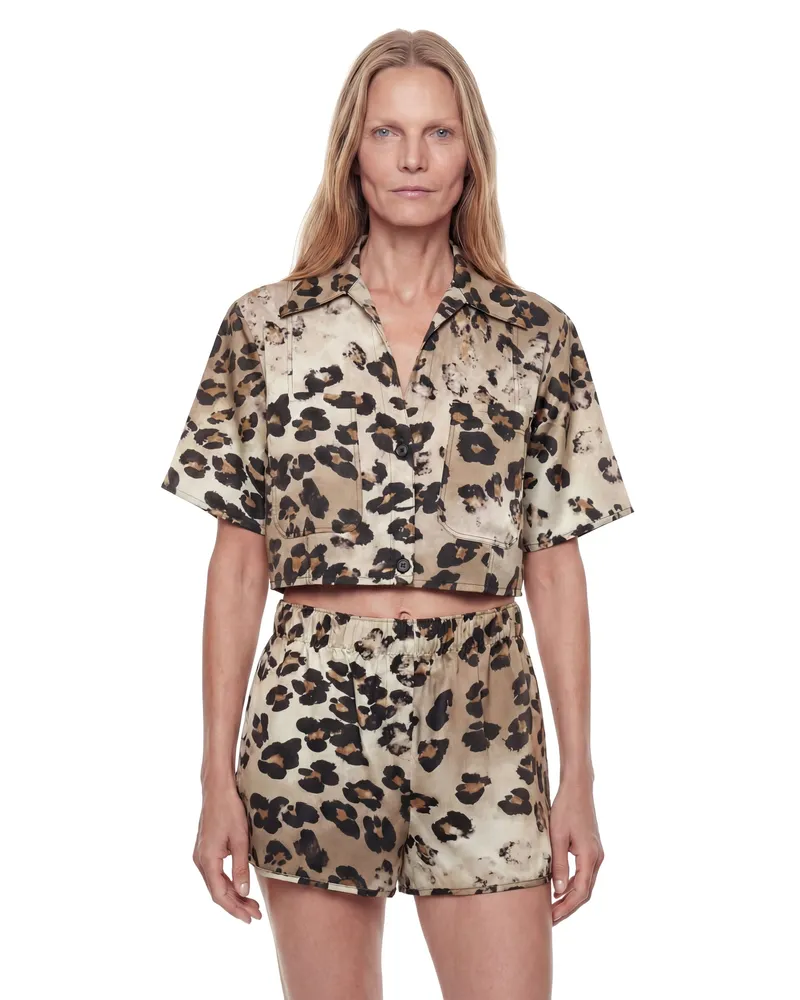 Laneus Viscose Linen Short Sleeve Shirt Off-white