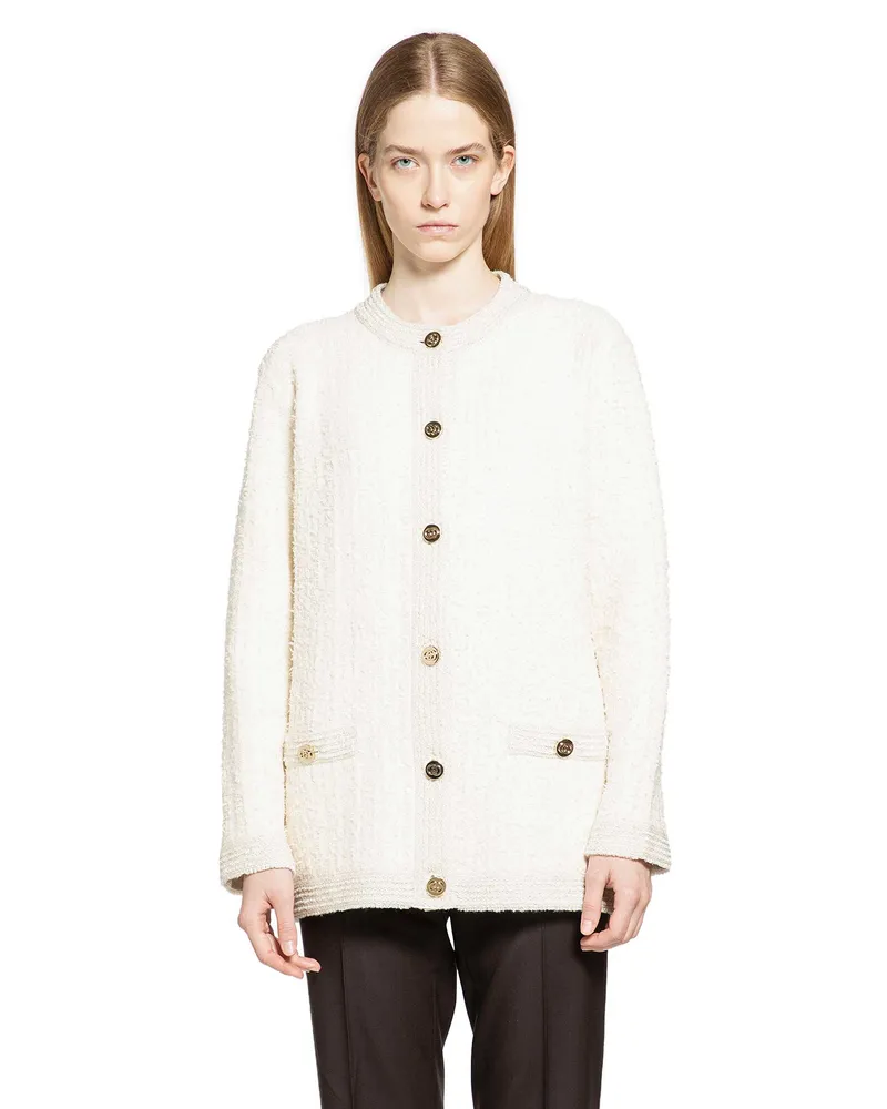 Gucci Bouclé Lurex Wool Cardigan Off-white