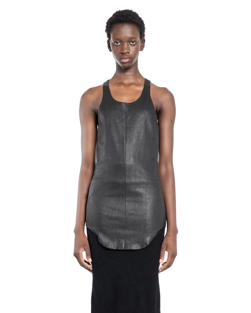 Rick Owens Top in pelle Porterville Black