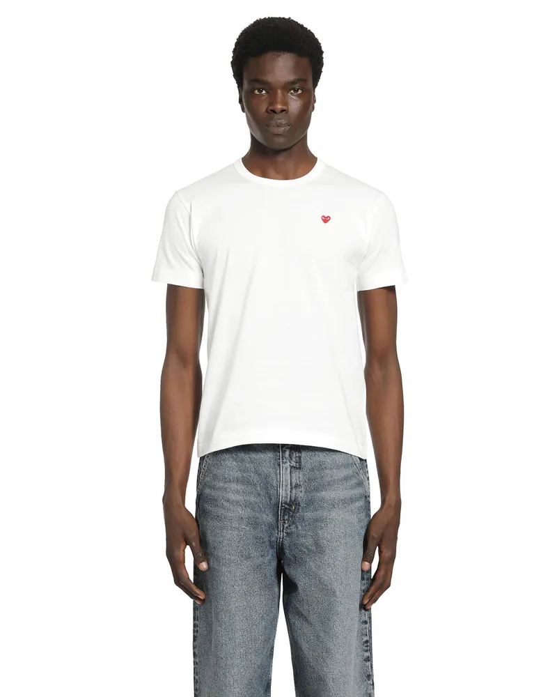 Comme des Garçons Small Heart Cotton T-Shirt White