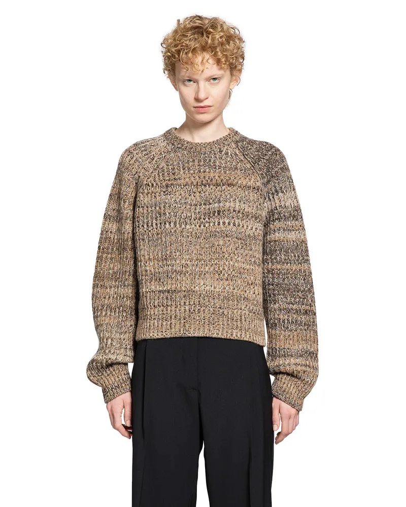 Prada Wool Cashmere Crewneck Sweater Beige