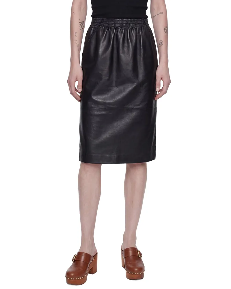 Chloé Leather Knee-length Pencil Skirt Black