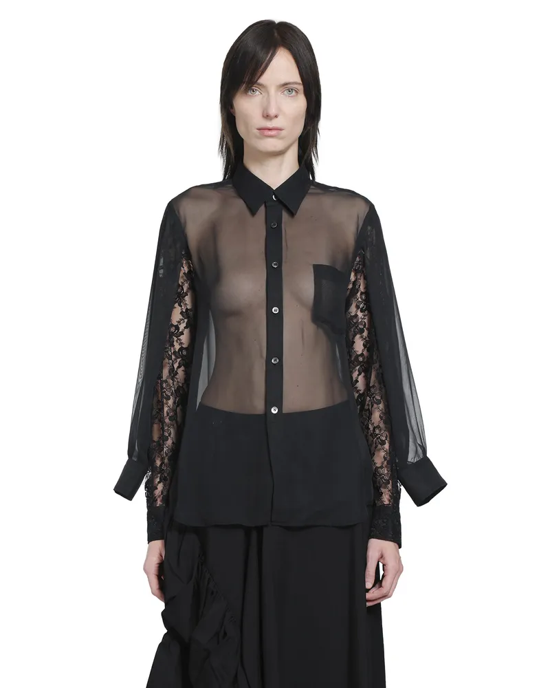 Comme des Garçons Mesh and Lace T-Shirt Black