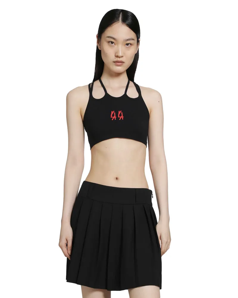 44 LABEL GROUP Embroidered Cotton Top Black