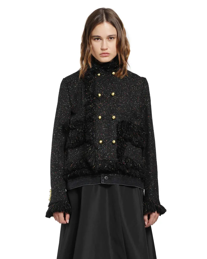 Sacai Nep Tweed x Denim jacket Black