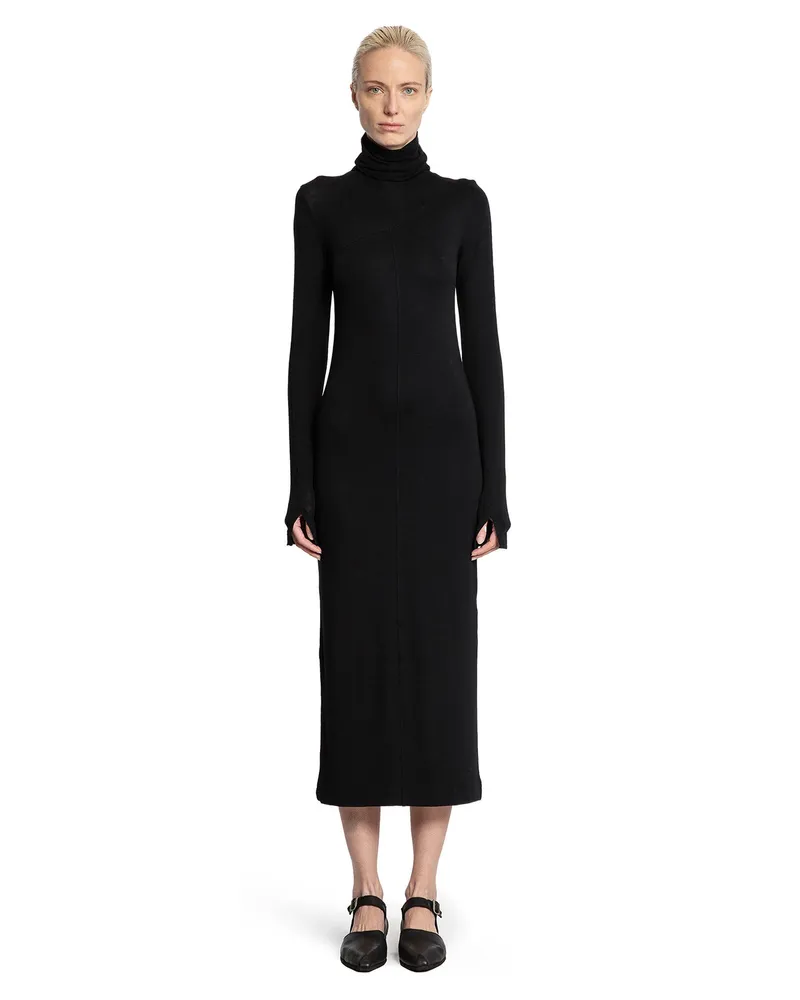 THOM KROM Turtleneck Dress with Hand Gaiters Black