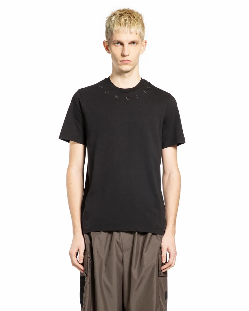 Moncler Logo Cotton Jersey T-Shirt Black