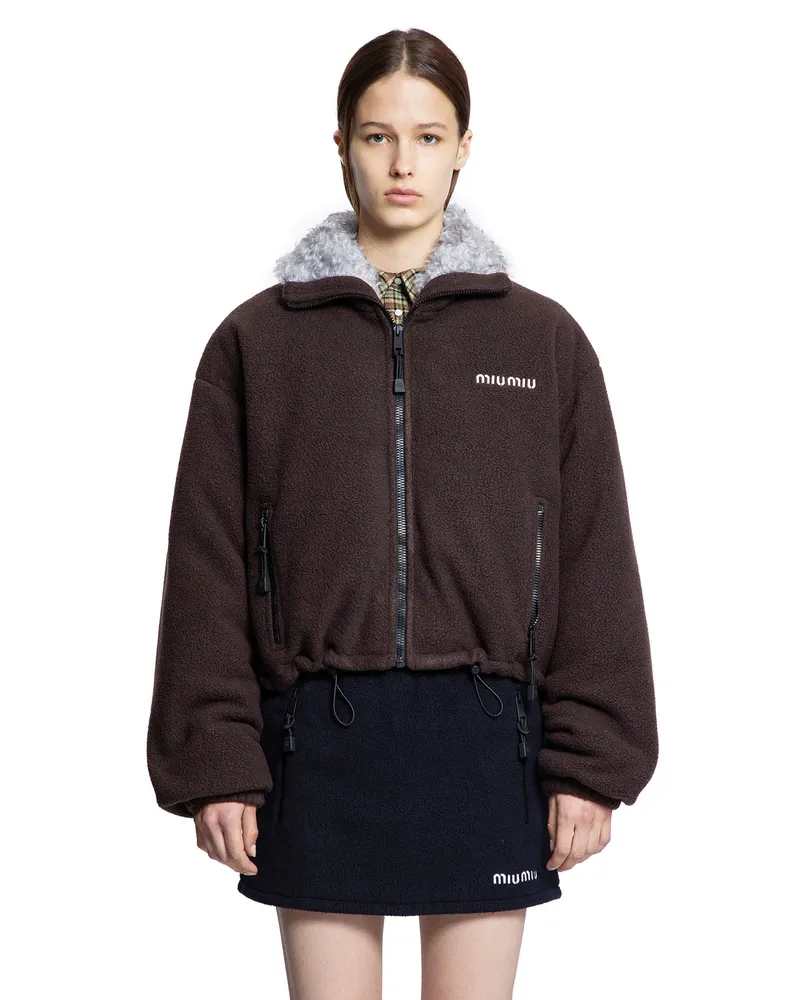 Miu Miu Fleece Sweatshirt Brown