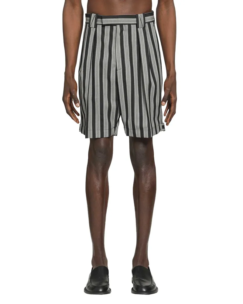 Versace Pinstripe Wool Formal Shorts Grey