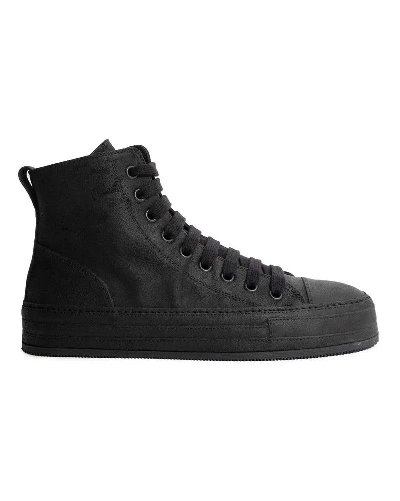 Ann Demeulemeester Crosta Painted Raven High-Top Sneakers Black