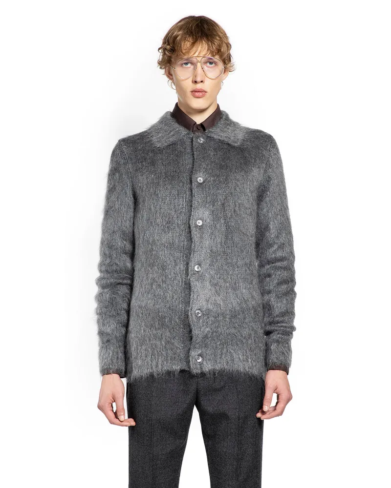 Gucci Brushed Wool Cardigan Grey