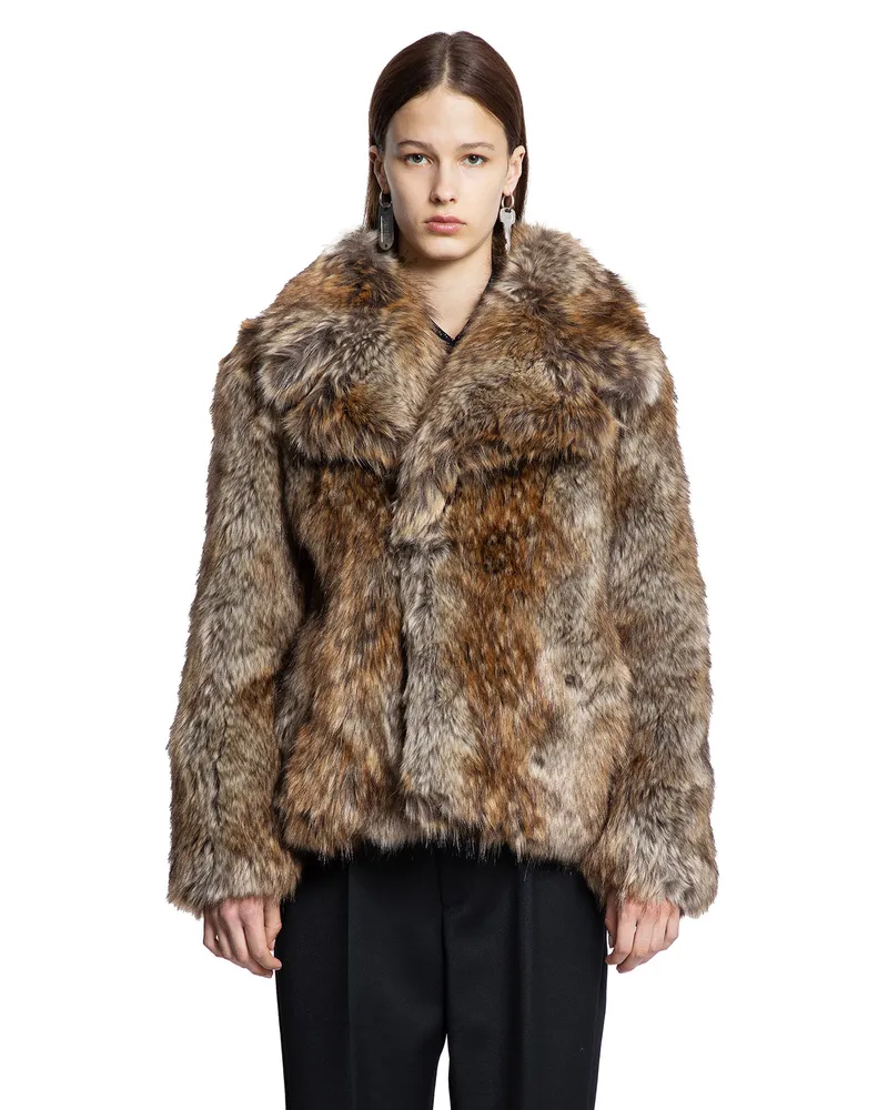 Maison Margiela Faux Fur Jacket Brown