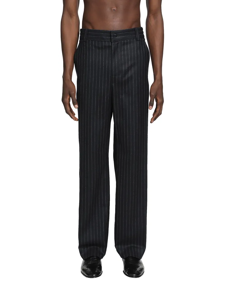 Moncler Tailored Pinstripe Trousers Blue