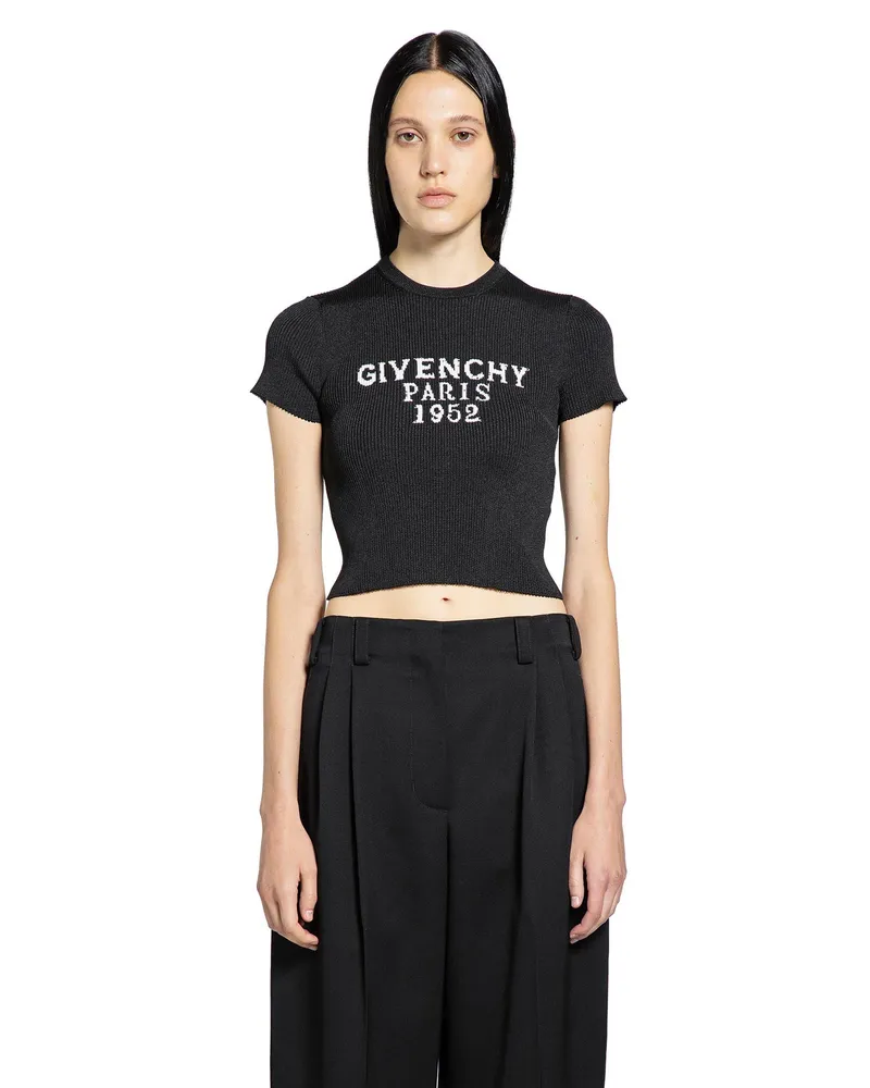 Givenchy 1952 Paris Short Sleeve Crop Top Black