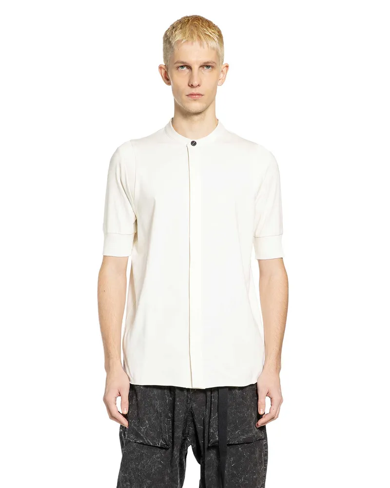 THOM KROM Stand Collar Short Sleeve Shirt Off-white