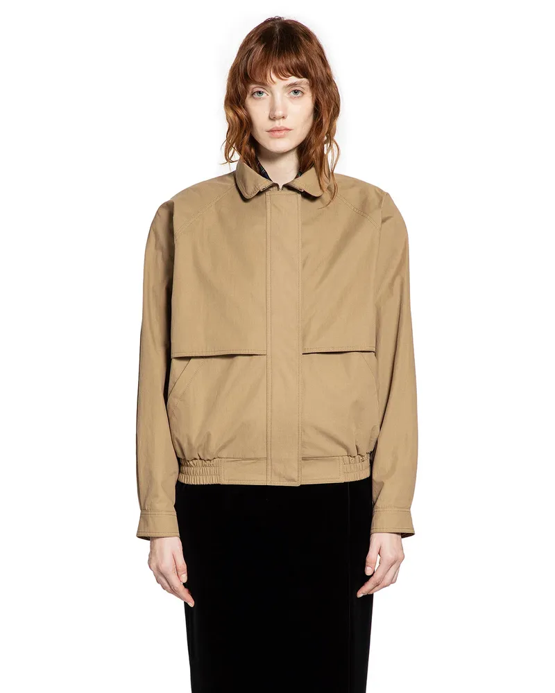 Saint Laurent Jacket in Cotton Canvas Beige