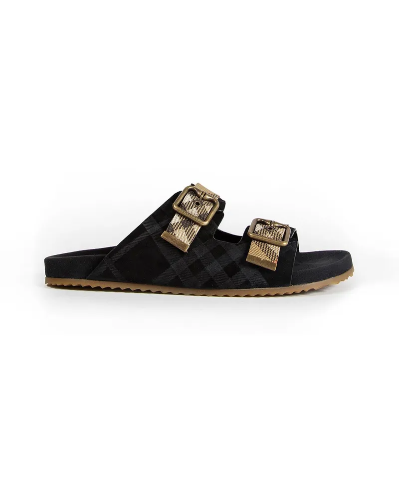 Burberry Double buckle Checked Sandals Black