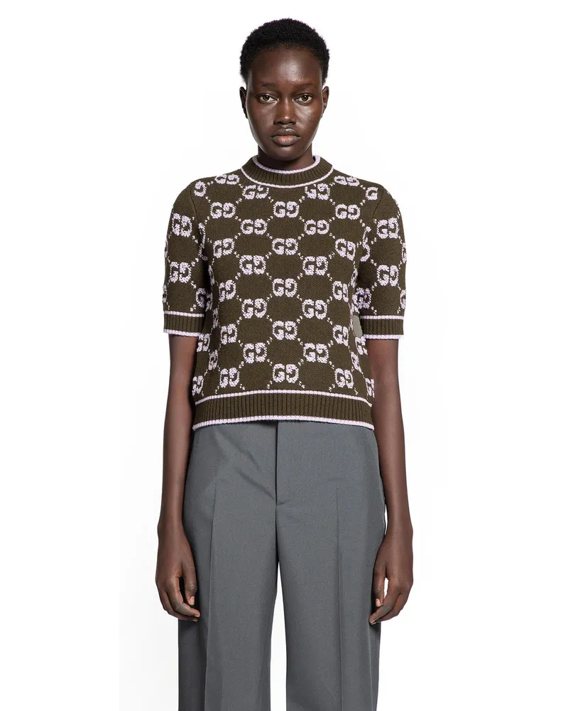 Gucci GG Wool Bouclé Jacquard Top Green