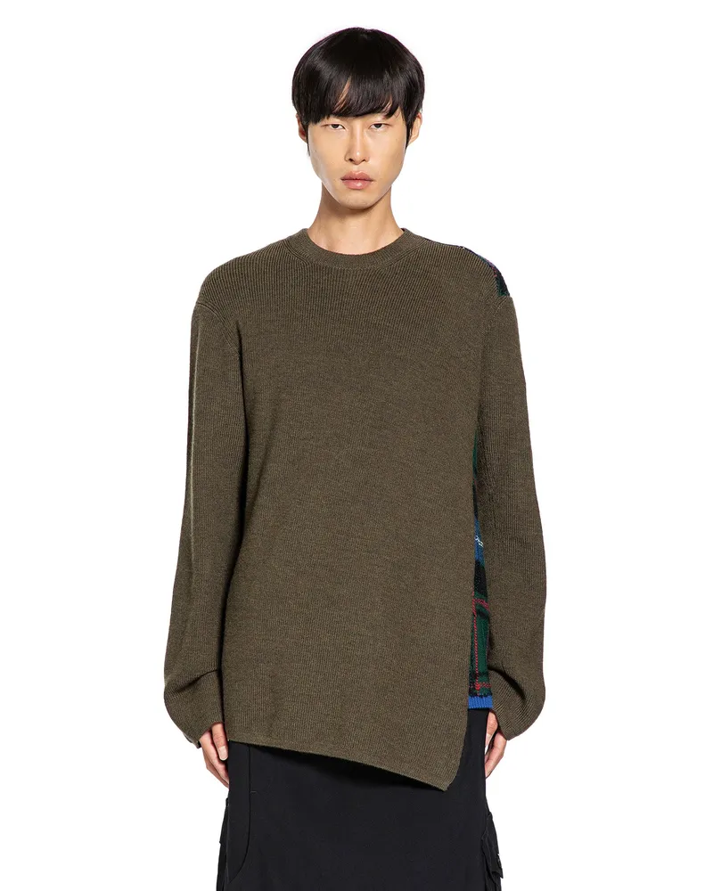 Comme des Garçons Asymmetric Paneled Sweater Green
