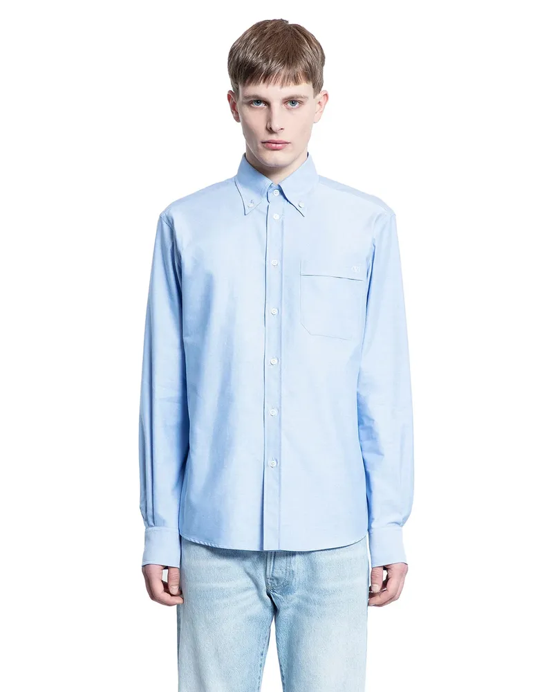 Valentino Garavani Camicia con taschino abbottonata VLogo Blue