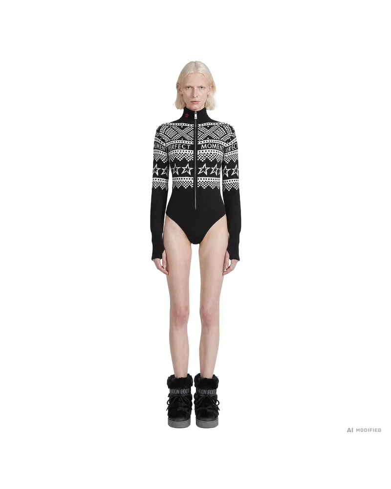 Perfect Moment Holiday Bodysuit Black&white