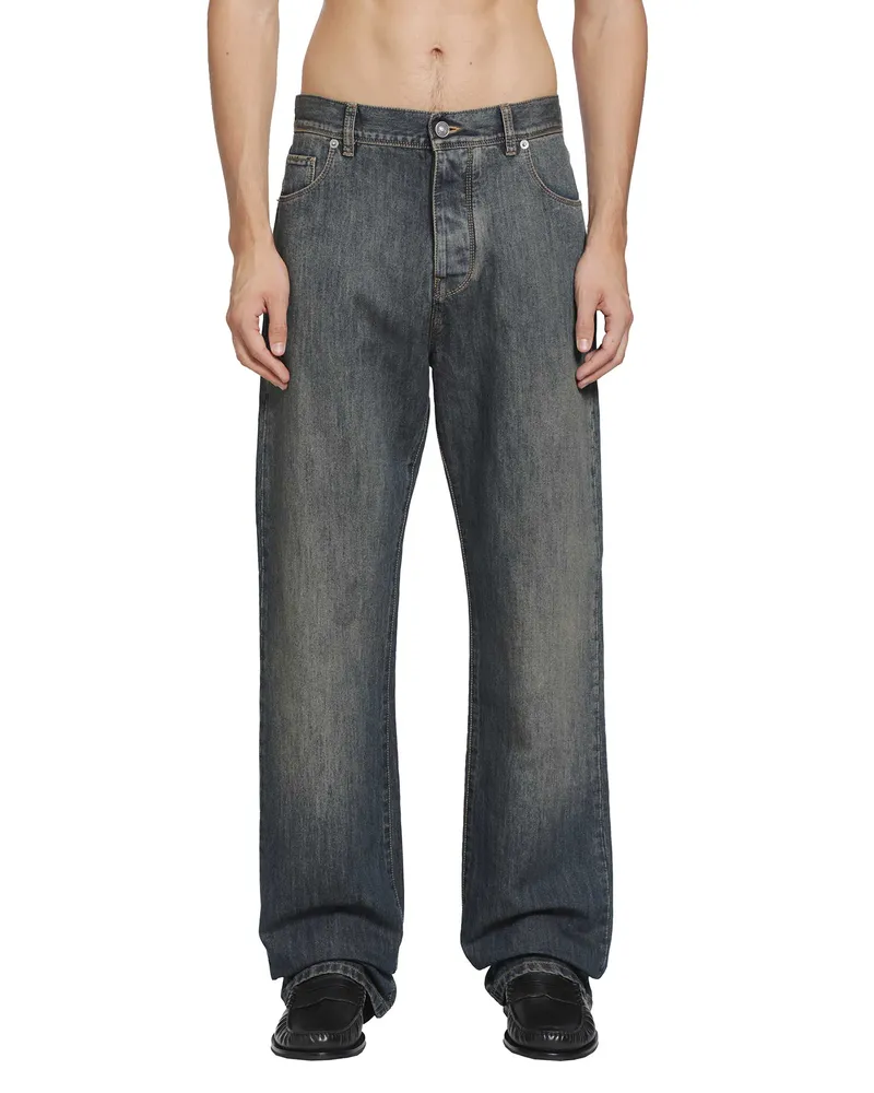 Fendi Washed Denim Long Jeans Blue