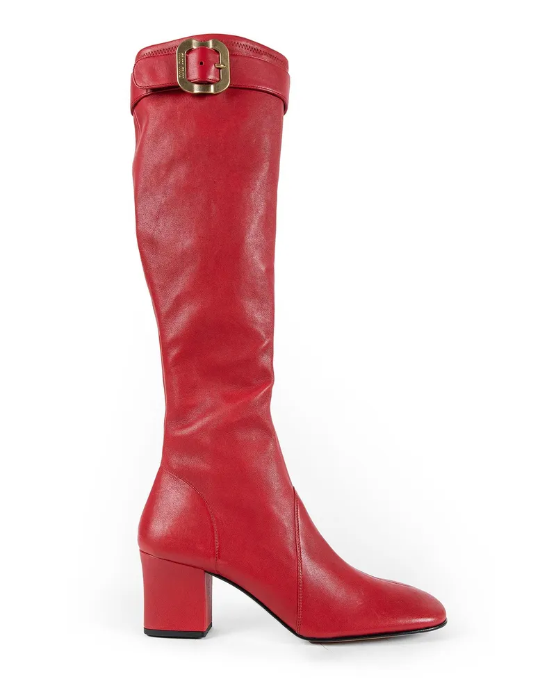 Miu Miu Nappa Leather Boots with Buckle Red