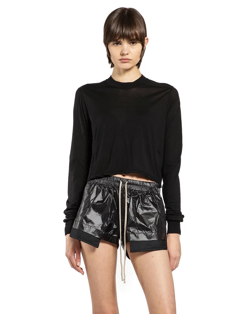 DRKSHDW by Rick Owens Temple Cropped Level Long Sleeve T-Shirt Black