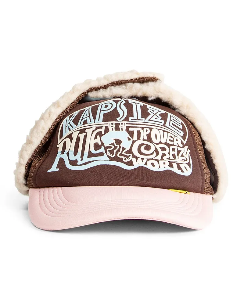 KAPITAL Trucker/Aviator Hybrid Hat Brown