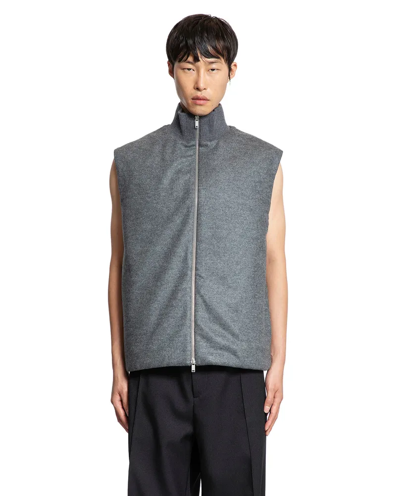 Jil Sander Gilet imbottito in lana Melton Grey