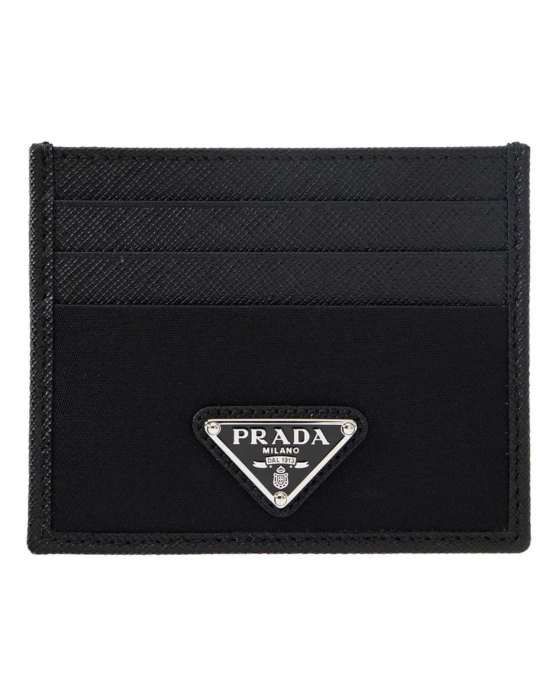 Prada Re-Nylon and Saffiano leather card holder Black