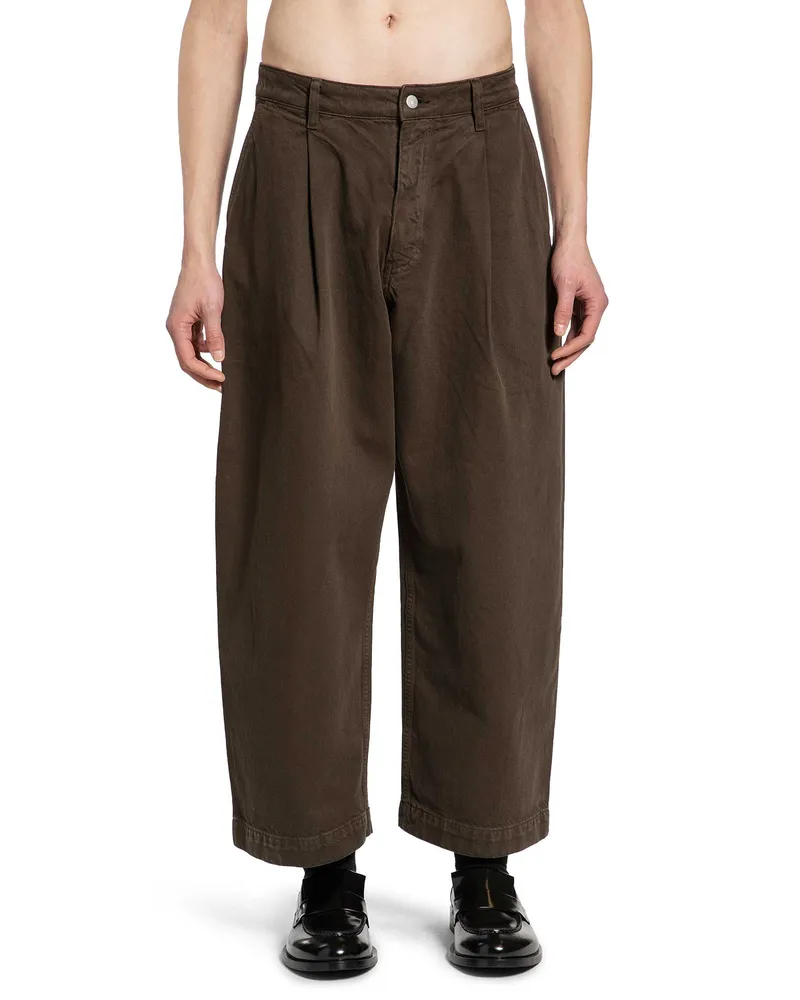Studio Nicholson Denim Pleated Carpenter Pants Brown