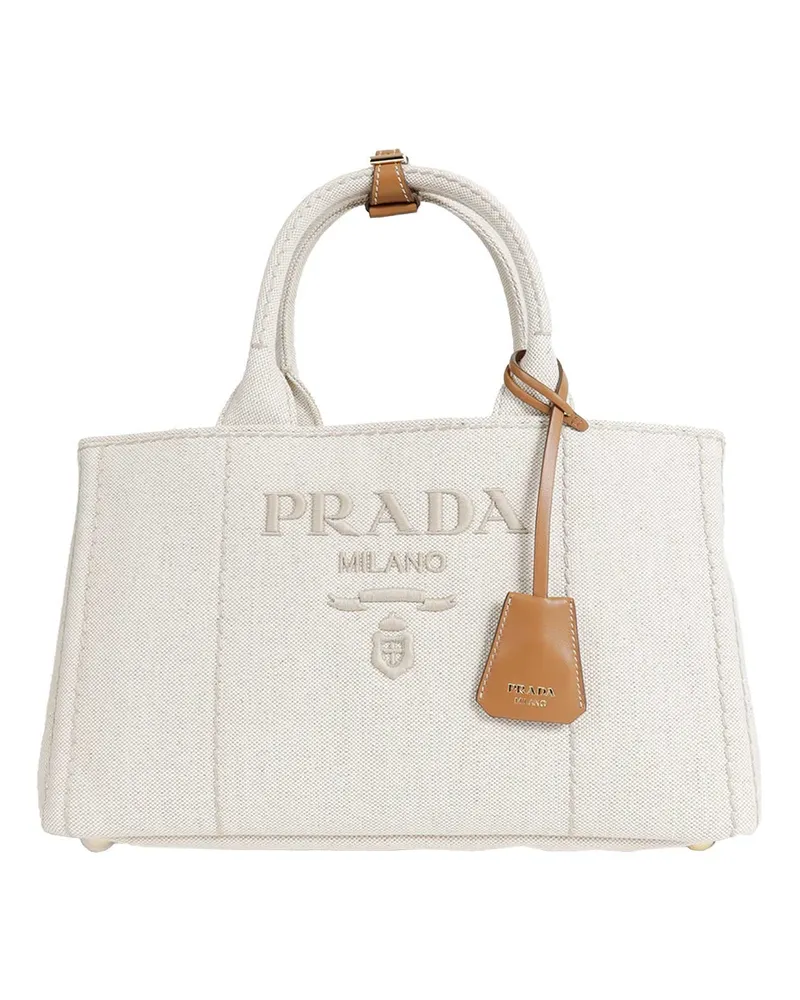 Prada Jardinière large linen blend handbag Off-white