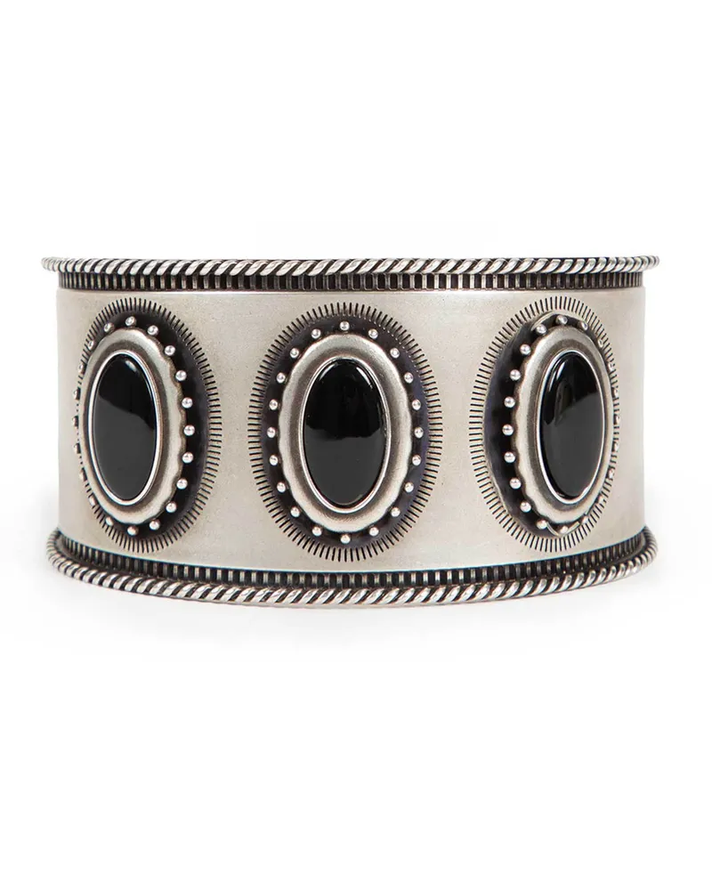 Ann Demeulemeester Luba Small Cabochon Engraved Cuff Bracelet Silver