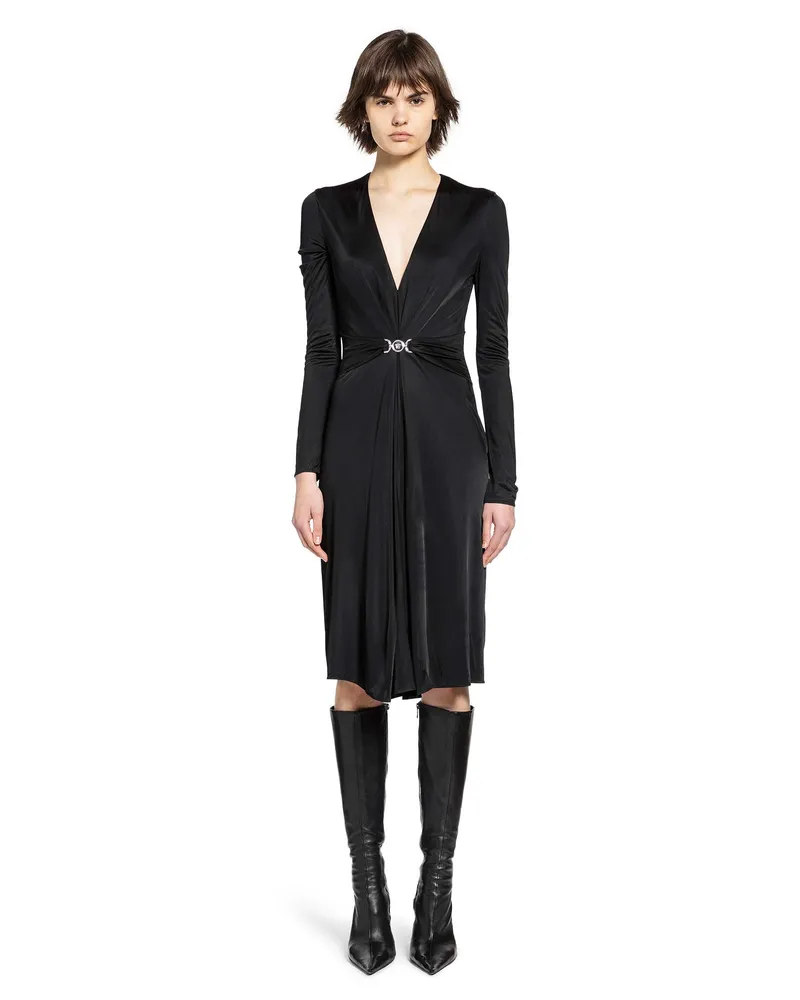 Versace Viscose Jersey Midi Dress Black
