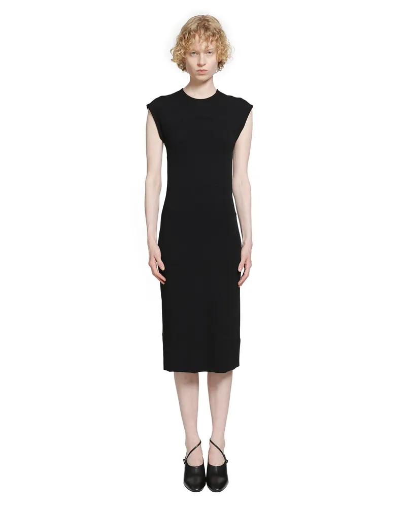 Jil Sander Lightweight Viscose Crewneck Dress Black
