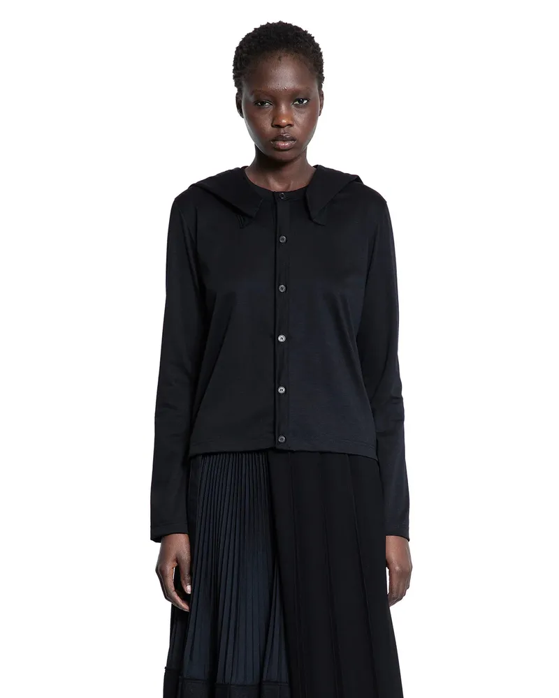 Noir Kei Ninomiya Hooded Cotton Cardigan Black