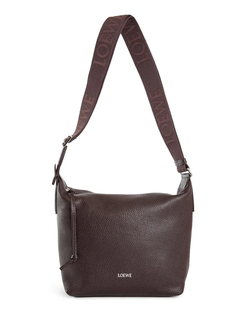 Loewe Small Cubi Crossbody Bag in Supple Grained Leather Brown