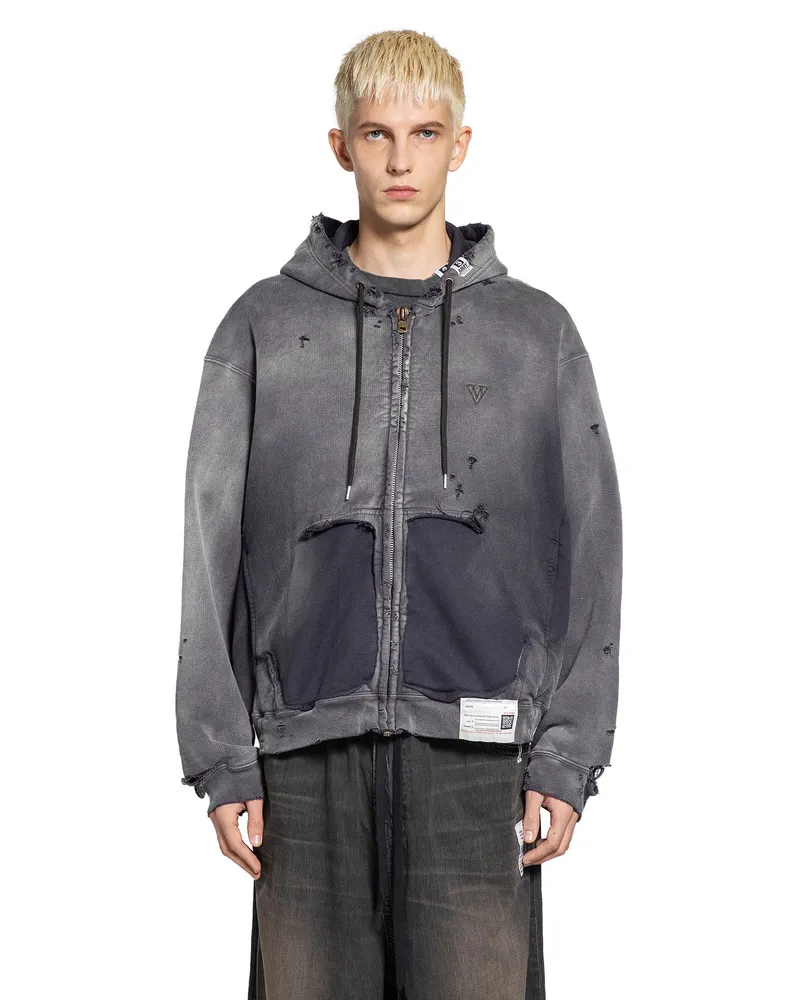 MIHARAYASUHIRO Sun Faded Zip-Up Hoodie Black