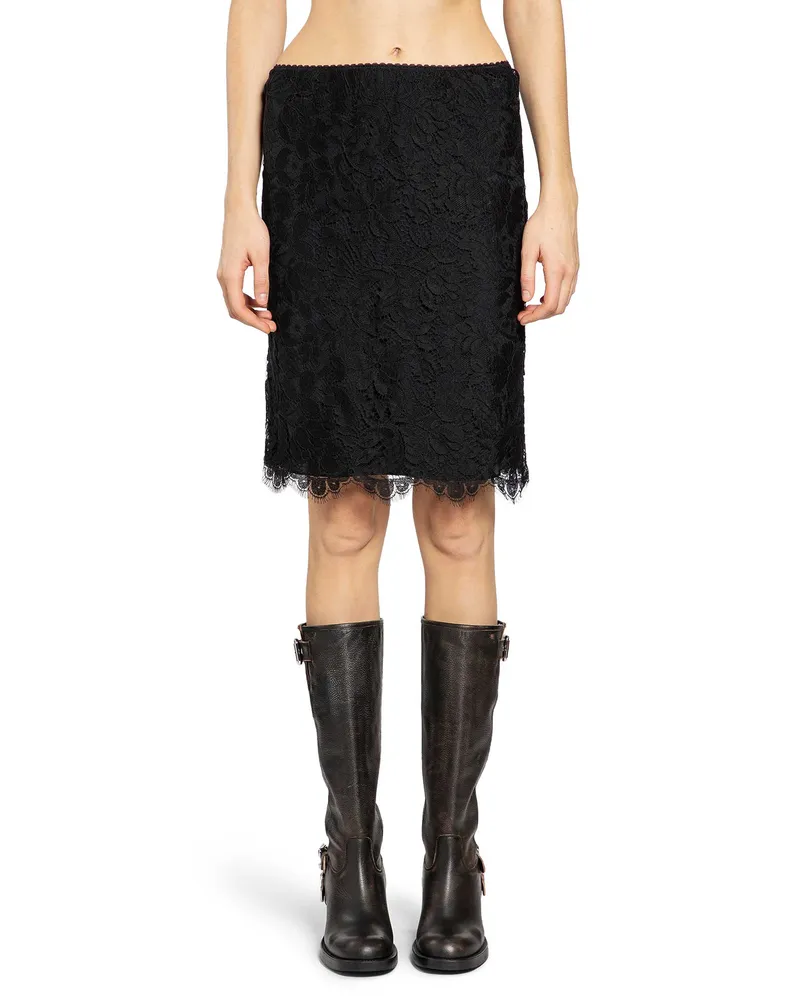 Chloé Floral Lace Skirt Black