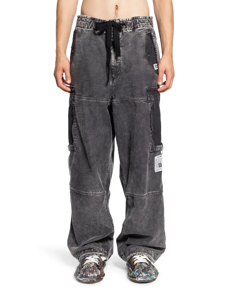 MIHARAYASUHIRO Pantaloni cargo in raso di cotone Black