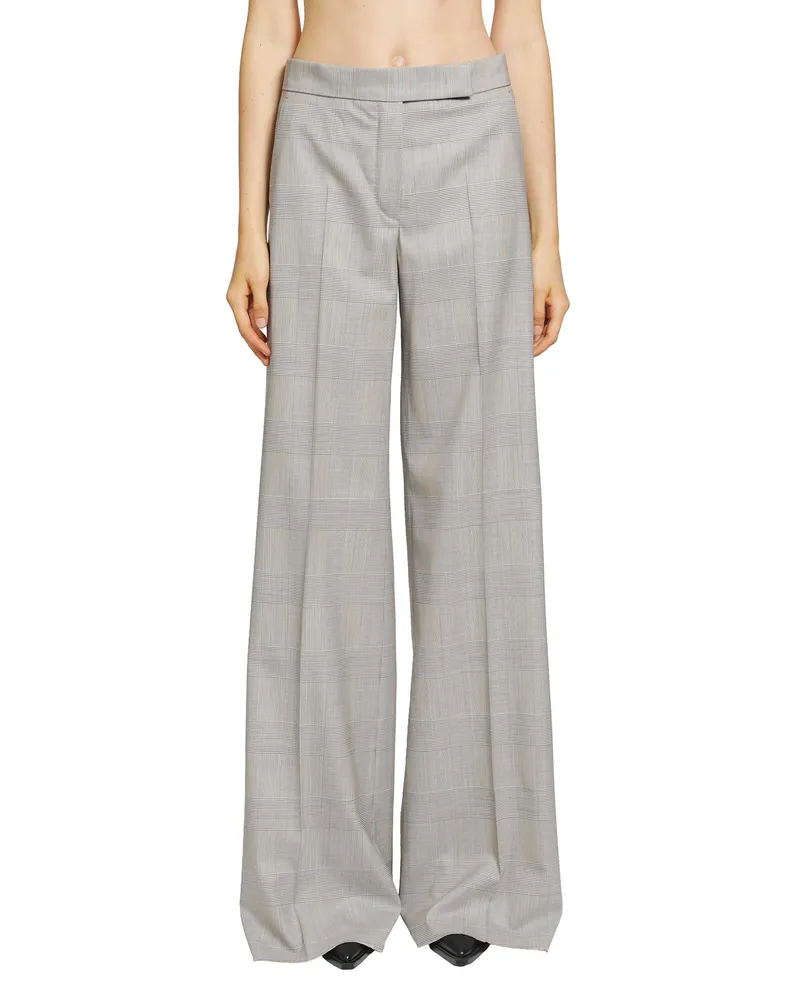 Max Mara Glen Plaid Wool Trousers Grey