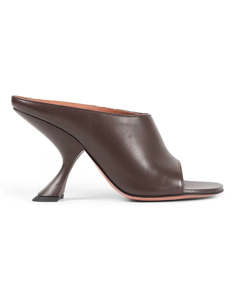 Amina Muaddi Uma Leather Mules Brown