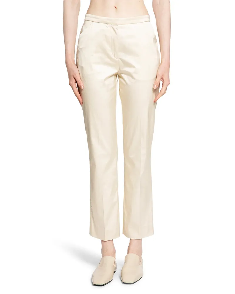 Totême Cropped Straight Trousers Off-white