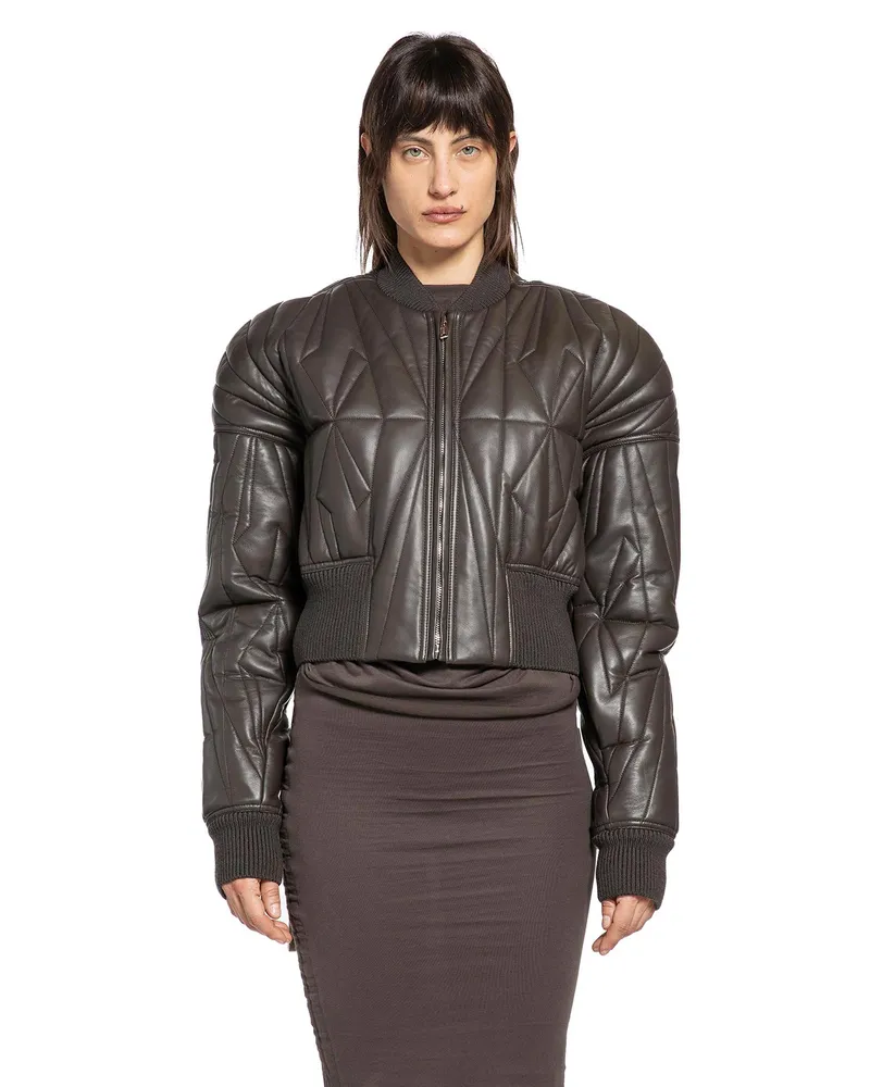 Rick Owens Moncler x  Geocamo Leather Jacket Grey